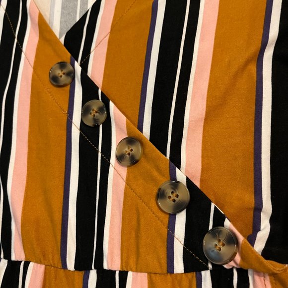 Derek Heart Multi-Color Striped Dress w/ Buttons - Picture 3 of 6